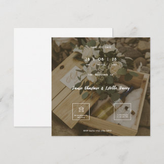 Bruine Witte Minimalistische Rustieke Trouw Uitnod Save The Date