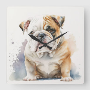 BRUINE & WITTE SCHATTIGE BULLDOG VIERKANTE KLOK