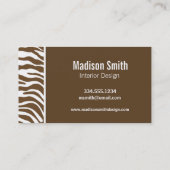 Bruine Zebra Animal Print; Palm Visitekaartje (Achterkant)