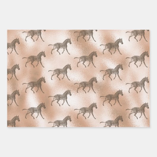 Bruine Zebra Blush Peach Ombre Inpakpapier Vel (Voorkant 2)