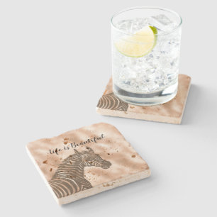 Bruine Zebra Blush Peach Ombre Stenen Onderzetter