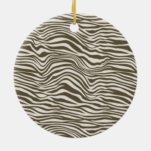 Bruine Zebra Print Gouden Confetti Monogram Keramisch Ornament (Achterkant)