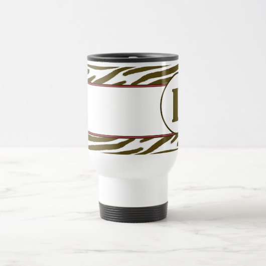 Bruine Zebra Print Monogram Mok (Center)