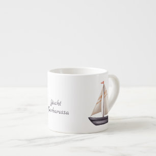 Bruine Zeilboot en Naam Espresso Kop