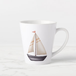 Bruine Zeilboot en Naam Latte Mok