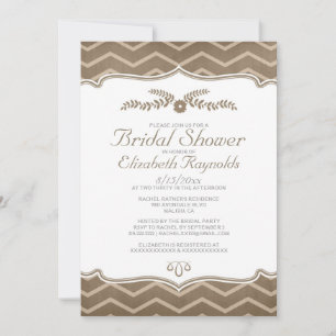 Bruine Zigzag Bridal Shower Invitations Kaart