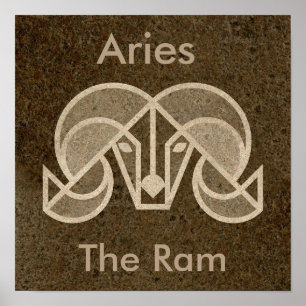Bruine Zodiac Ram, De Ram, Horoscoop Poster