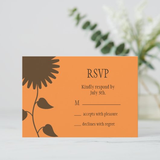 Bruine zonnebloem RSVP (Staand voorkant)