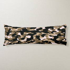 Bruine Zwart Camo Body Kussen