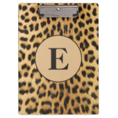 Bruine zwarte Cheetah Leopard Afdrukmonogram Klembord (Voorkant)