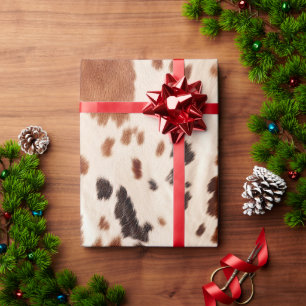 Bruine Zwarte Crème Kleurige Nep Koeienprint Cadeaupapier