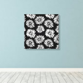 Bruine zwarte en witte bloemen canvas afdruk (Insitu (Houten vloer))