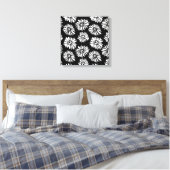 Bruine zwarte en witte bloemen canvas afdruk (Insitu (Slaapkamer))