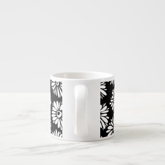 Bruine zwarte en witte bloemen espresso kop (Achterkant)