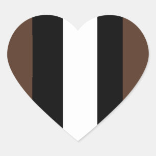 Bruine, zwarte en witte strepen hart sticker