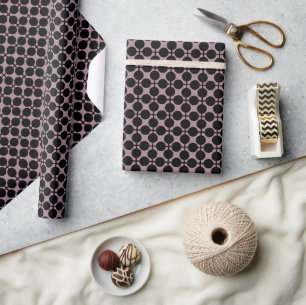 bruine zwarte polka dot check pattern mode cadeaupapier