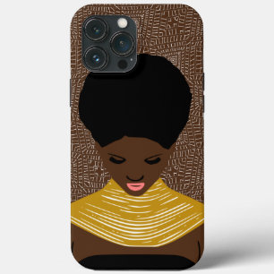 bruine zwarte vrouw die naar beneden kijkt Ketti iPhone 13 Pro Max Hoesje