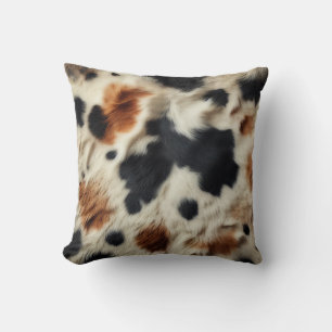 Bruine Zwarte Witte Koehuid Print Country Western Kussen