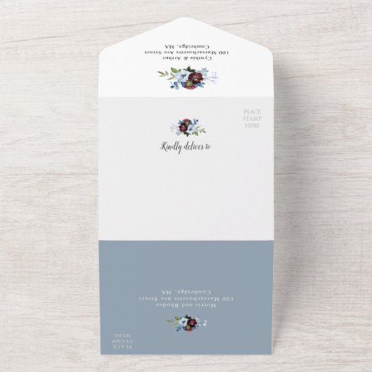 bruinrode waterverf bloedige bruiloft all in one uitnodiging (Buitenkant)