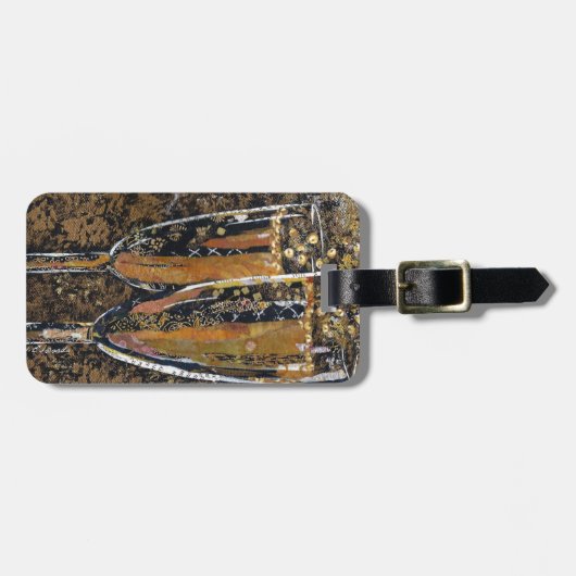 Bruisend - champagne collage kunst bagagelabel (Voorkant horizontaal)