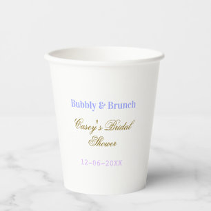 Bruisend en brunch bruiloft naam datum paars g papieren bekers