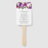 Bruisend Paars Bloem Elegant Trouwprogramma Handwaaier (Achterkant)