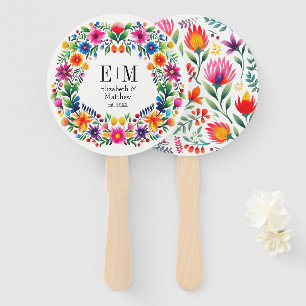 Bruisende Aquarel Bloemrijke Fiesta Bruiloftsgesch Handwaaier