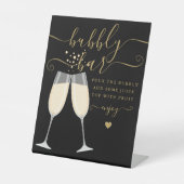 Bruisende Bar Bruiloft Bruidsshower Zwart En Goud Reclamebord Met Voetstuk (Voorkant)