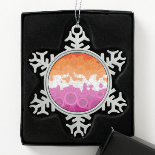 Bruisende Boheemse Groovy Abstract Lesbische Pride Tin Sneeuwvlok Ornament