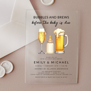 Bruisende Bubbel & Brouwsel Feest Voor de Baby Kom Acryl Uitnodigingen