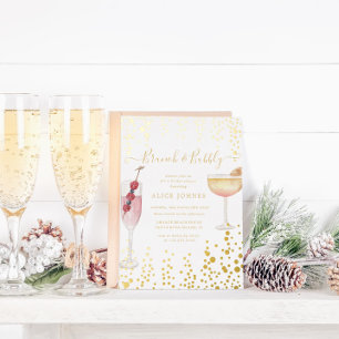 Bruisende Cocktails Gouden Glitter Bruids Brunch Folie Uitnodiging
