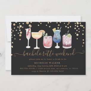 Bruisende cocktails gouden vrijgezellenweekend kaart