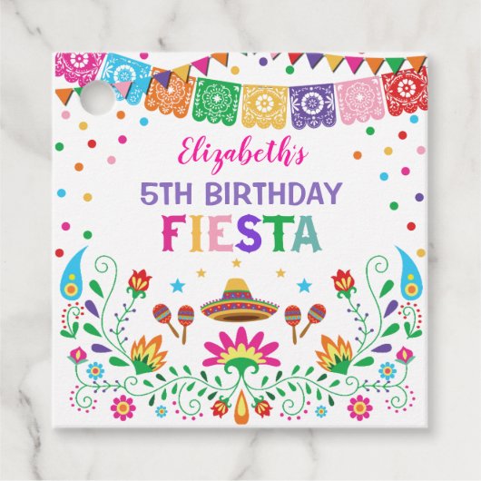 Bruisende Fiesta Verjaardag Mexicaanse Feest Decor Bedankjes Labels (Voorkant)