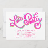 Bruisende horizontale roze iriserende Let's Party Kaart (Voorkant)