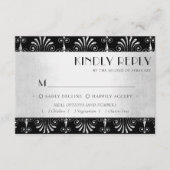 Bruisende Jaren 20 Decadentie | Zilveren Zwarte Ar RSVP Kaartje (Voorkant)