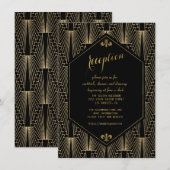Bruisende Jaren 20 Great Gatsby Art Deco Ontvangst Kaart (Voorkant / Achterkant)