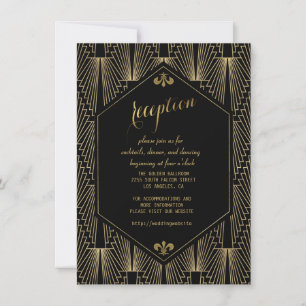 Bruisende Jaren 20 Great Gatsby Art Deco Receptie Kaart