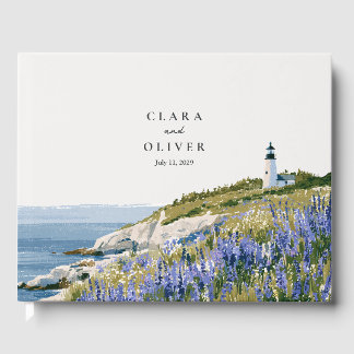 Bruisende Lupine Vuurtoren Maine Kust Bruiloft Gastenboek