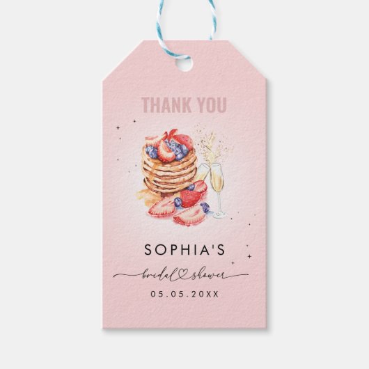 Bruisende Roze Bruiloft Brunch Dank Je Cadeaulabel (Voorkant)