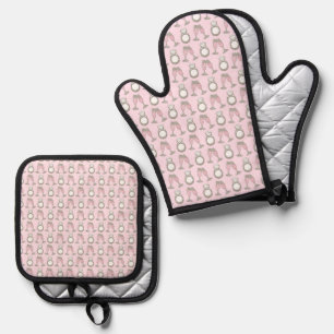 Bruisende Roze Champagne Diamanten Ring Persoonlij Ovenwant & Pannenlap Set