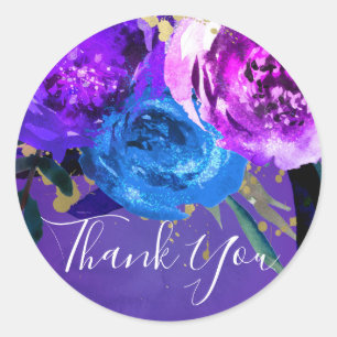 Bruisende Ultra Violet Paarse Bloemrijke Fantasie Ronde Sticker