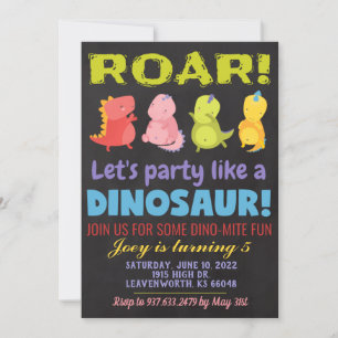 Brul Dinosaurius Verjaardagsuitnodiging Kaart