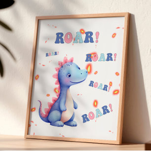 Brul! Mooie Aquarel Dinosaurus Kinderkamer Muurkun Poster