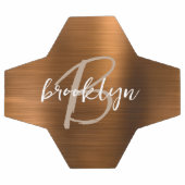 Brûlé Orange brossé Métal Tan Script Monogramme (Plat)