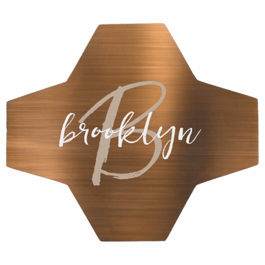 Brûlé Orange brossé Métal Tan Script Monogramme (Plat)