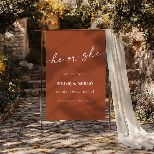 Brûlé Terracotta Genre Révéler Affiche de bienvenu