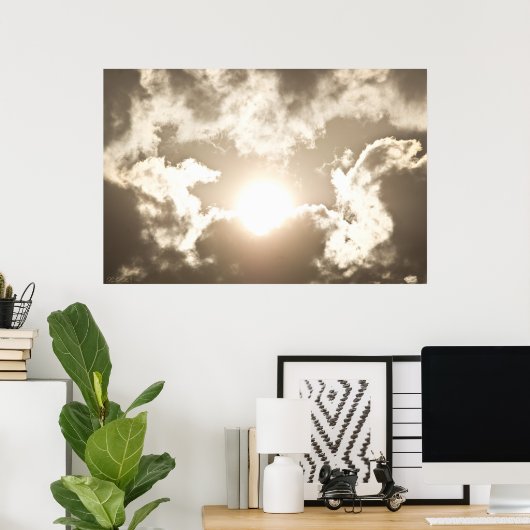 Brûler bronze lever soleil nuages tempête Poster (Bureau à domicile)