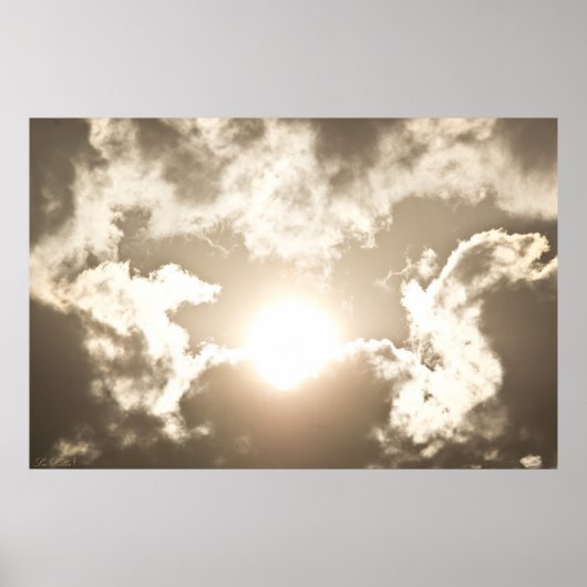 Brûler bronze lever soleil nuages tempête Poster (Devant)
