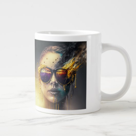 Brûler des lunettes Jumbo Mug (Droite)
