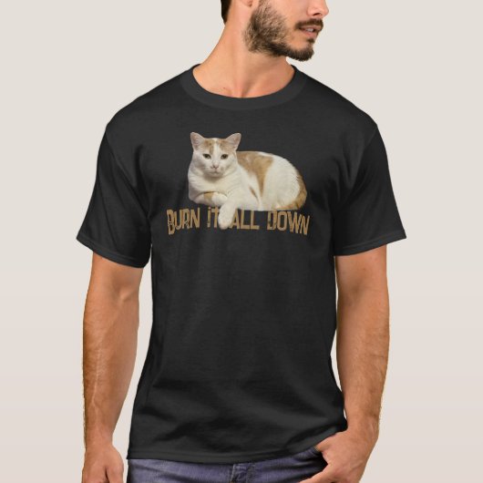 Brûler Tout En Bas T-shirt Chat Orange (Devant)